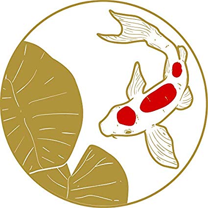 Gold And Red Japanese Pond Cartoon Art Icon Vinyl 425x424 Gold And Red Japanese Pond Cartoon Art Icon Vinyl