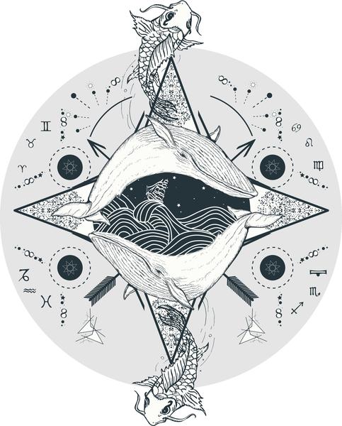 Pretty Constellations Galaxy Whale Koi Fish Icon Vinyl Decal 483x600 Pretty Constellations Galaxy Whale Koi Fish Icon Vinyl Decal