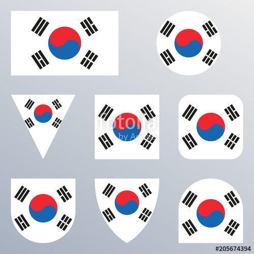 500x500 South Korea Flag Icon Set Korean Flag Button Or Badge