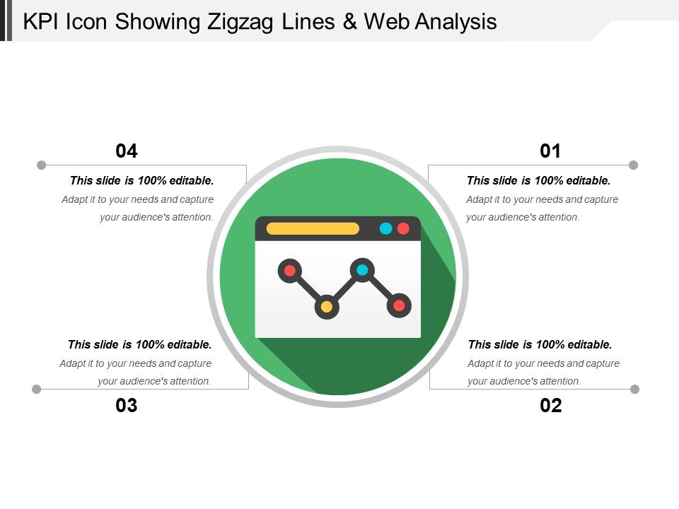 960x720 Kpi Icon Showing Zigzag Lines And Web Analysis Ppt Images