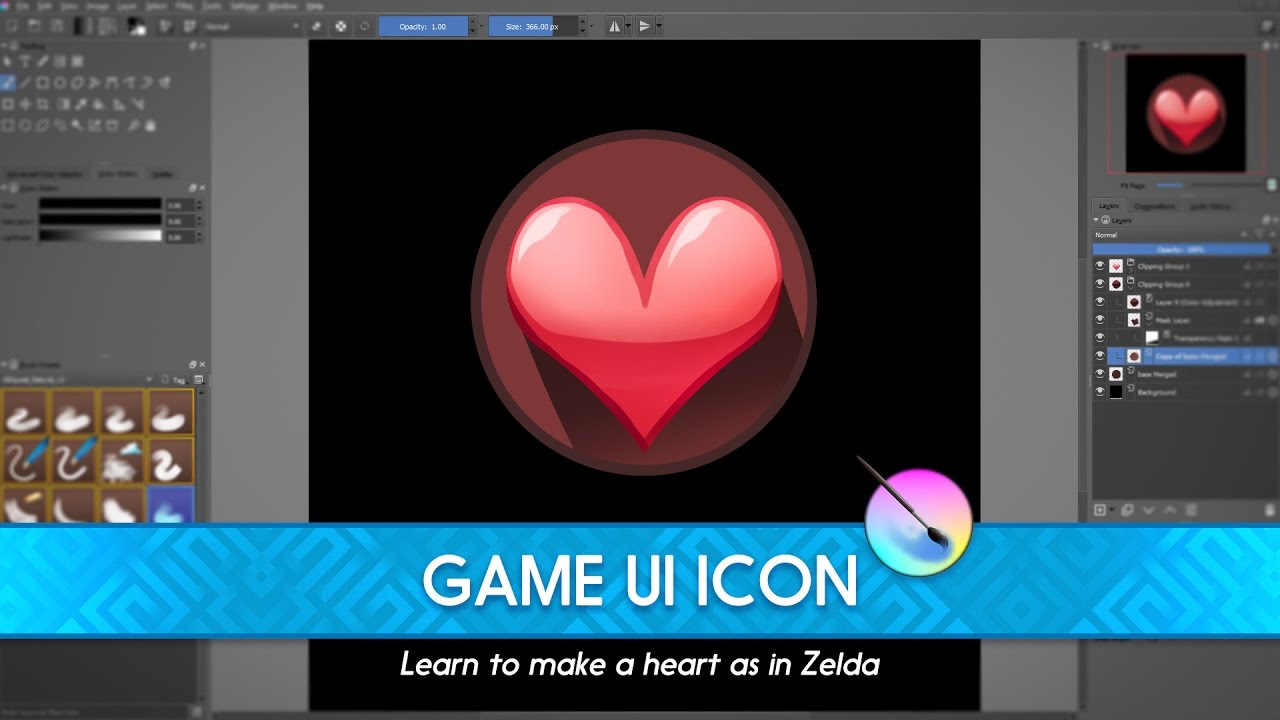 1280x720 Make A Heart Icon As In Zelda Krita Ui Tutorial