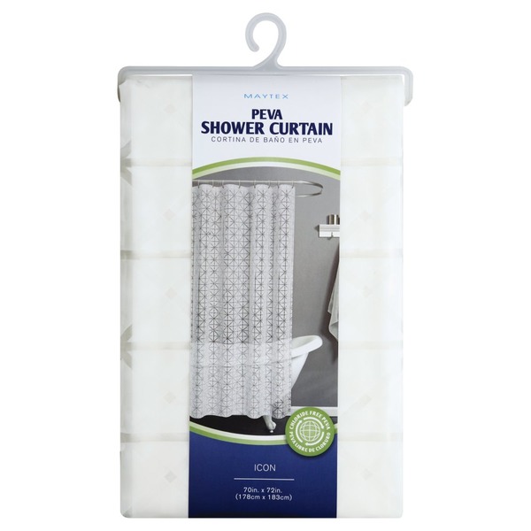 600x600 Maytex Shower Curtain, Peva, Icon, White