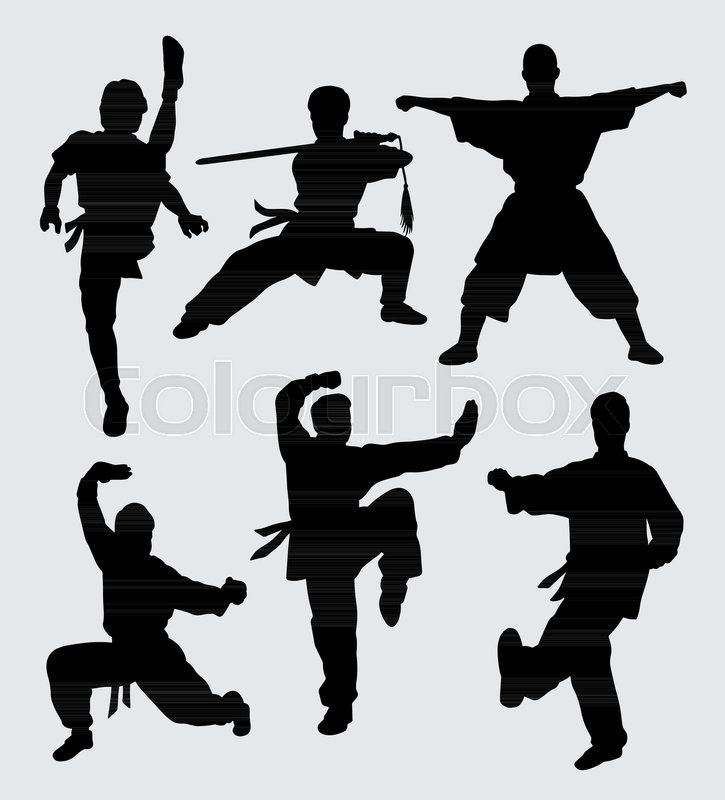 725x800 Kungfu And Martial Art Silhouette Stock Vector Colourbox