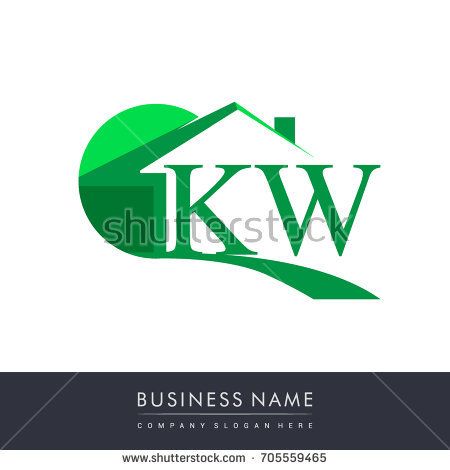450x470 Kw Letter Roof Shape Logo Green, Initial Logo Ab With House Icon
