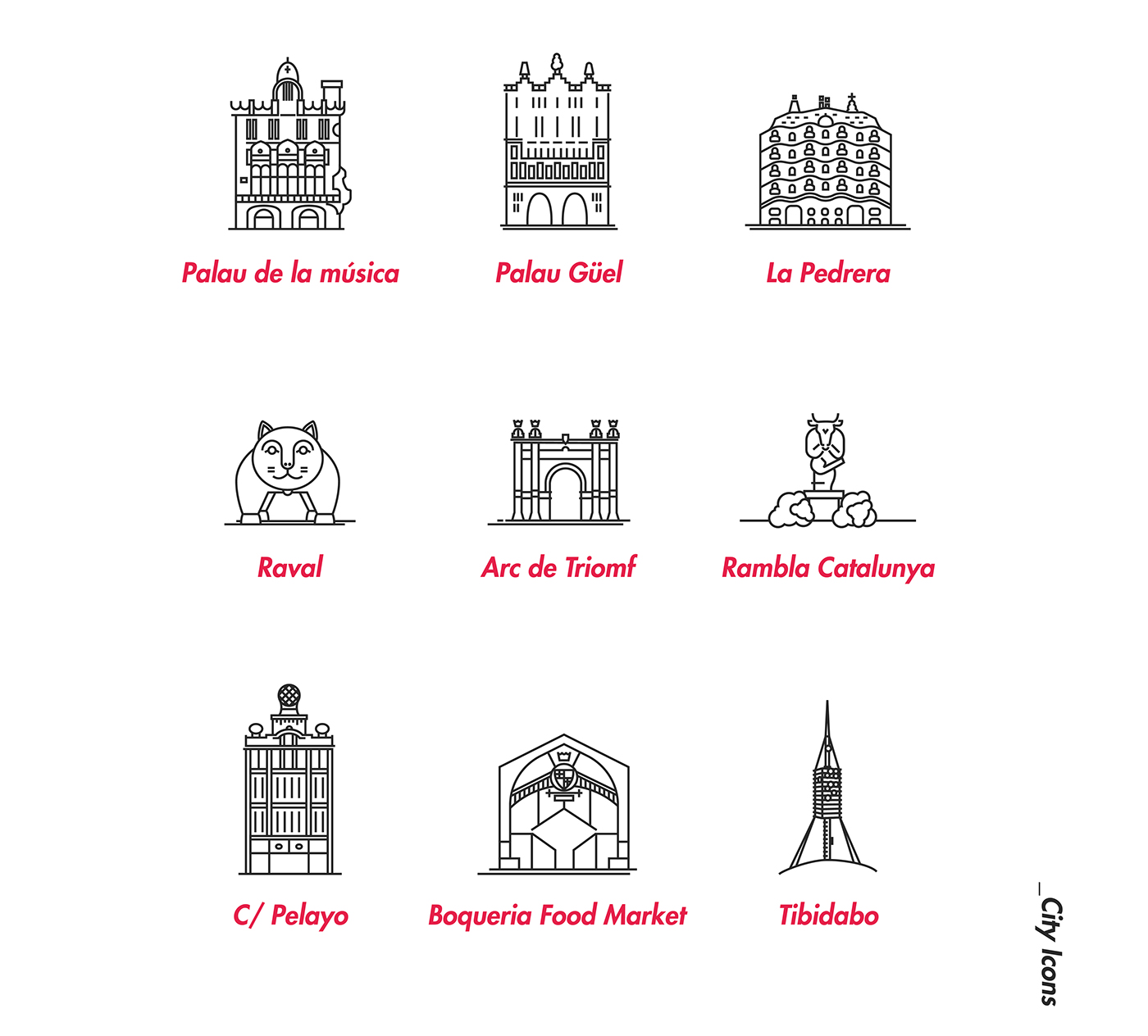 1400x1264 City Icons Barcelona On Behance