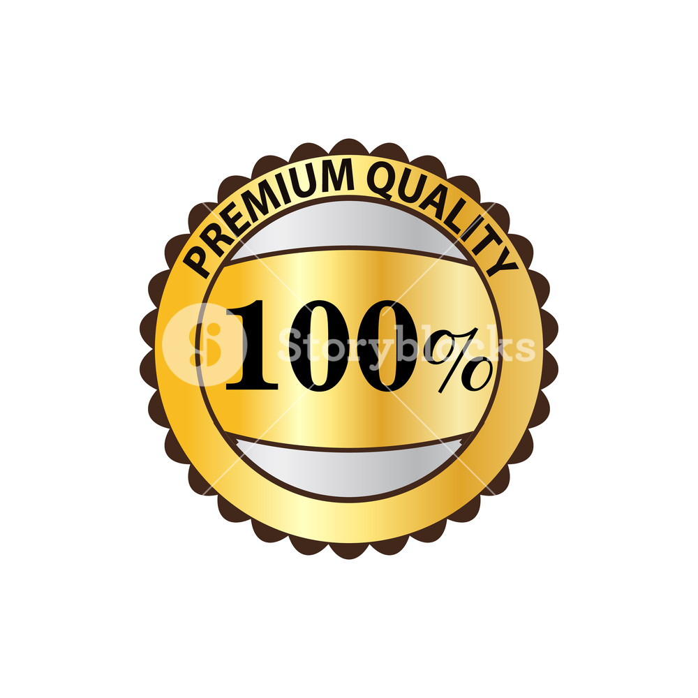 1000x1000 Premium Quality Percent Guaranteed Golden Label Icon In Flat
