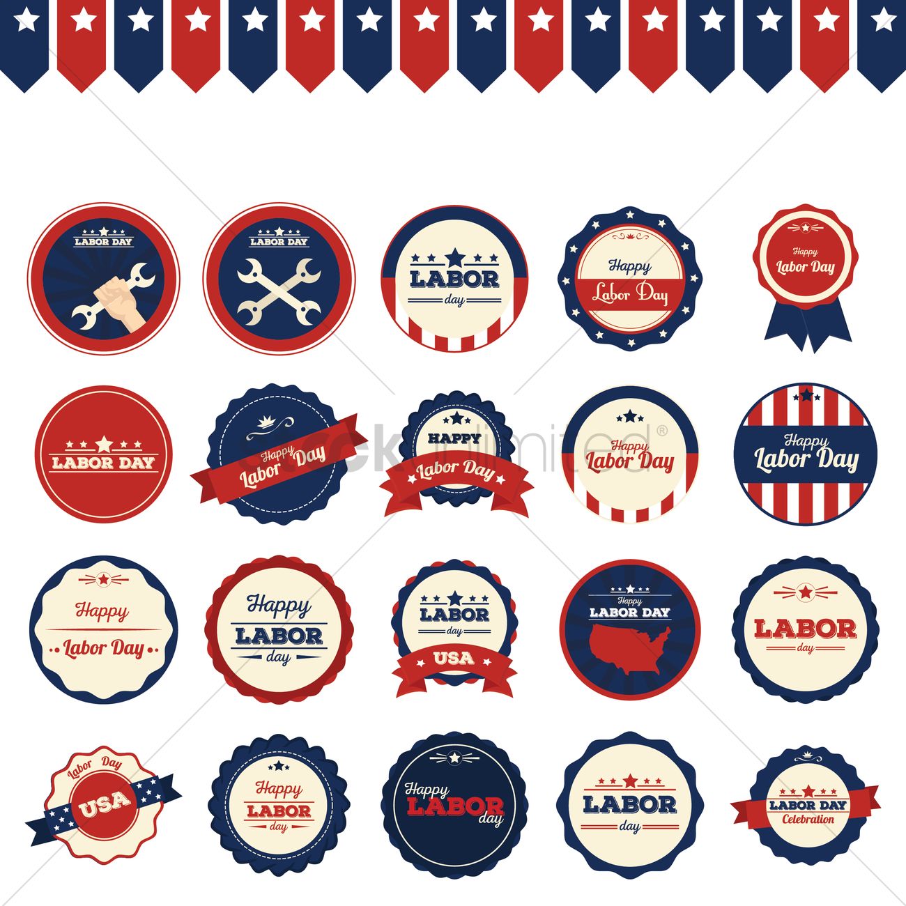 1300x1300 Set Of Labor Day Icons Vector Image