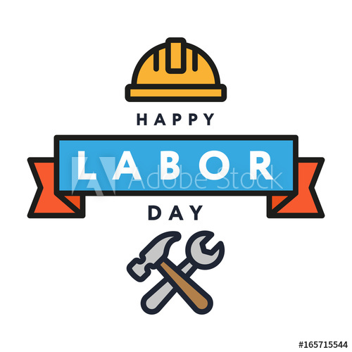 500x500 Happy Labor Day Minimal Color Linear Flat Icon Greeting Card