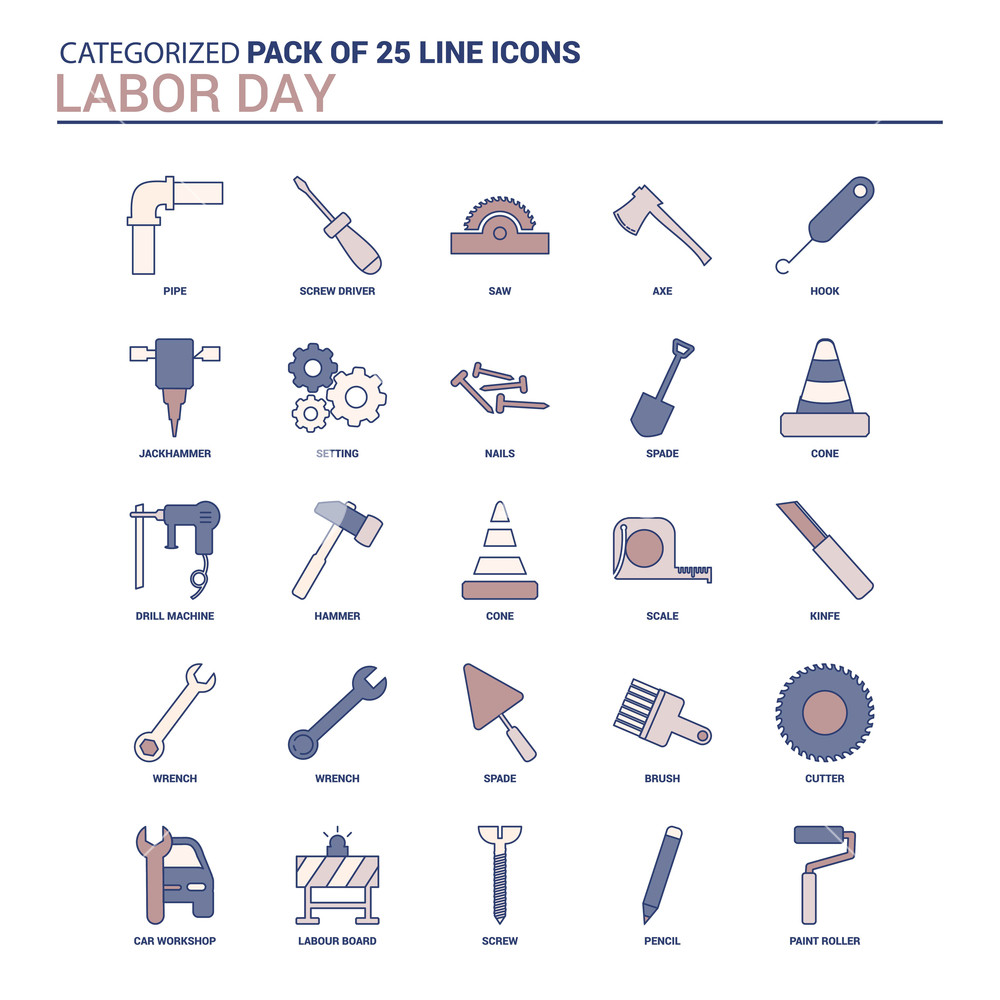 1000x1000 Vintage Labor Day Icon Set