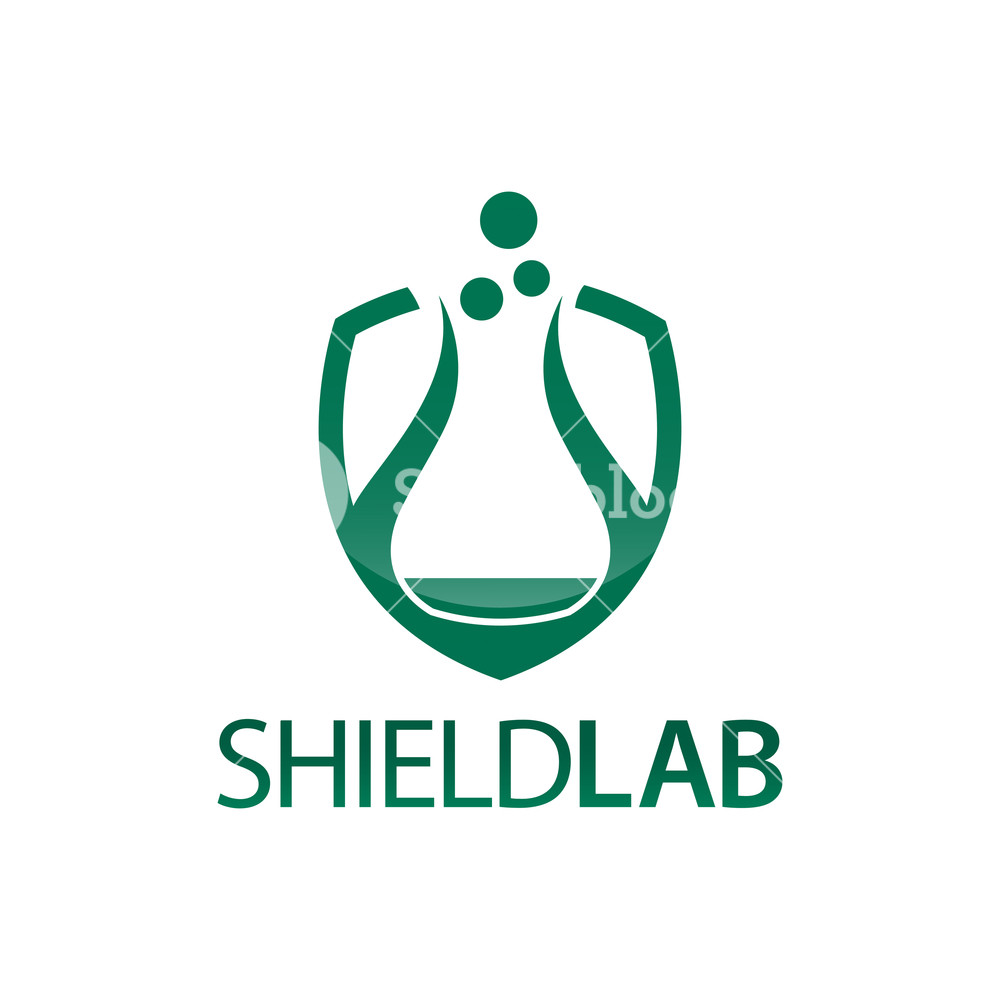 1000x1000 Shield Lab Shield With Laboratory Icon Flat Logo Concept Design