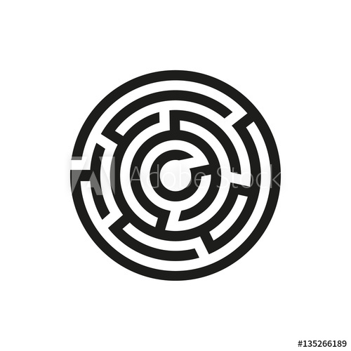 500x500 Labyrinth Icon Maze And Intricacy, Confuse Symbol Flat Design