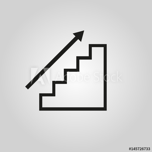 500x500 Stair Icon Up, Ladder Symbol Flat Design Stock