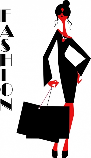 Fashion Background Black White Red Decor Lady Icon Free Vector 348x600 Fashion Background Black White Red Decor Lady Icon Free Vector