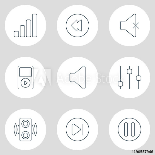 500x500 Vector Illustration Of Music Icons Line Style Editable Set