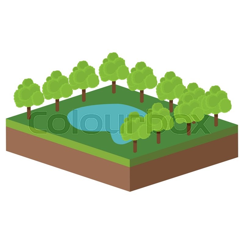 800x800 Flat Design Park With Lake Icon Vector Stock Vector Colourbox