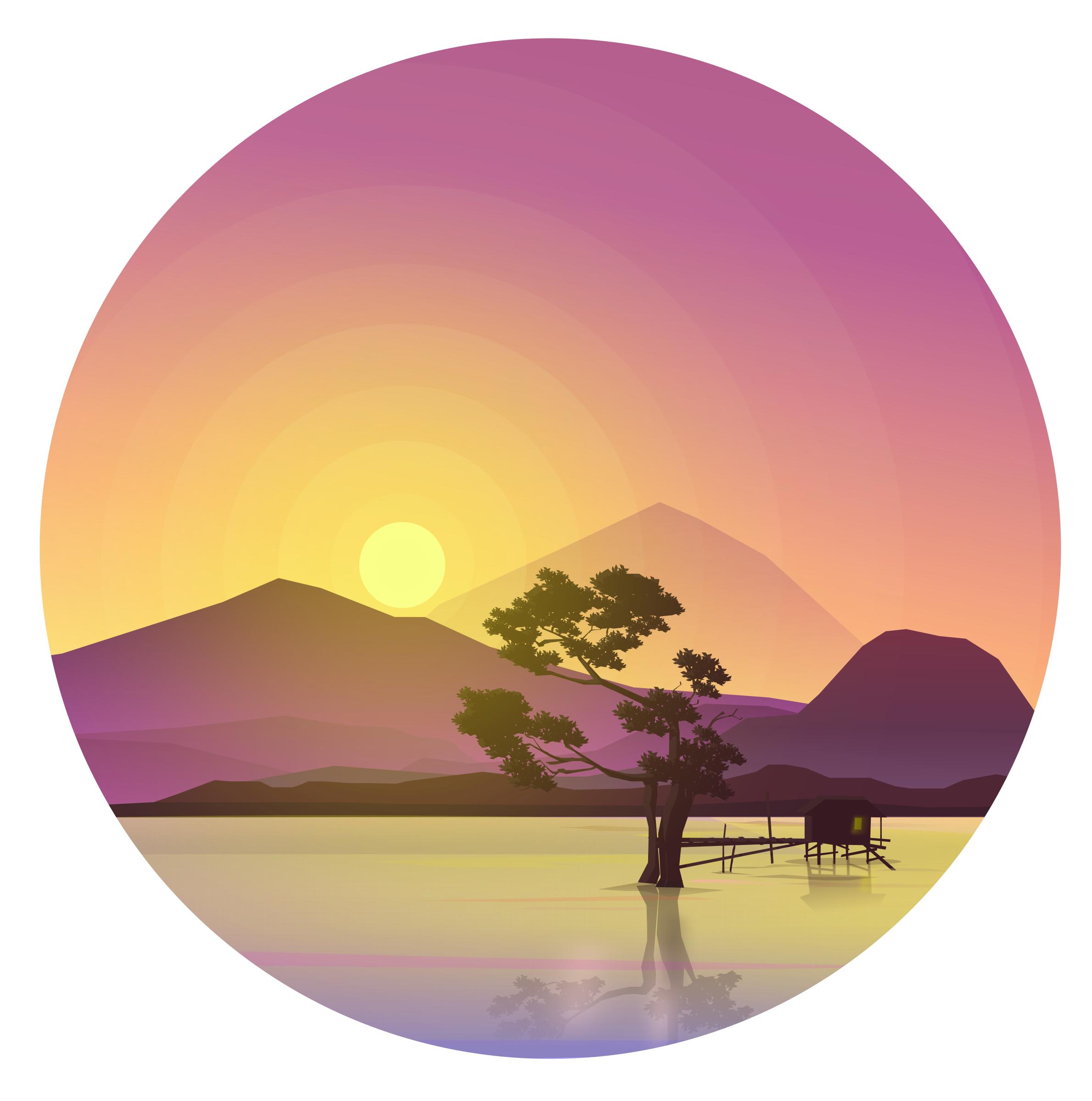 2379x2400 Hut In The Middle Of The Lake Icons Png