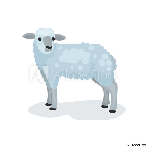 500x500 Flat Vector Icon Of Cute Gray Lamb Small Domestic Sheep Biblical