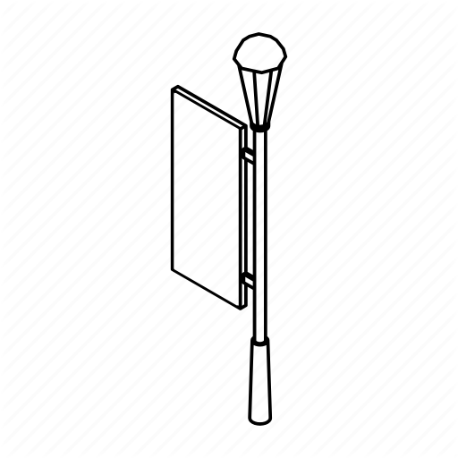 512x512 Ads, Advertising, Banner, Lamp Post, Marketing, Post, Street Icon