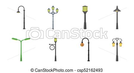 450x245 Lamp Post Icons In Set Collection For Design Lantern And Lighting