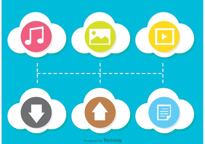 700x490 Colorful Flat Cloud Computing Icon Vectors