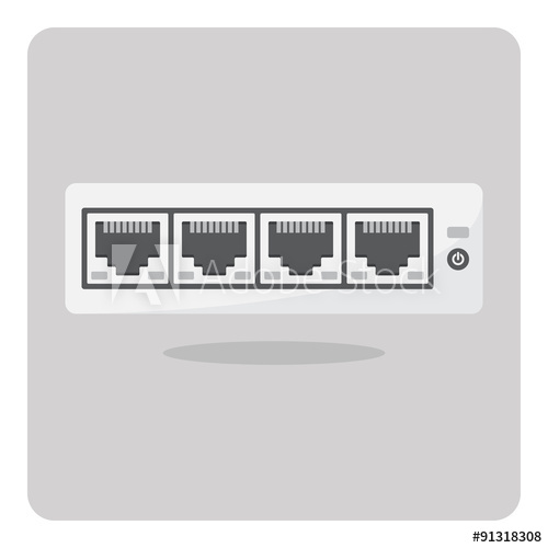 500x500 Vector Of Flat Icon, Switch Hub On Isolated Background