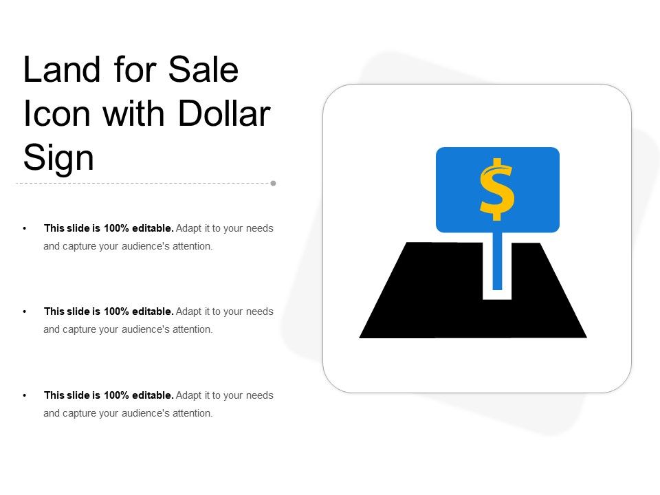960x720 Land For Sale Icon With Dollar Sign Powerpoint Templates