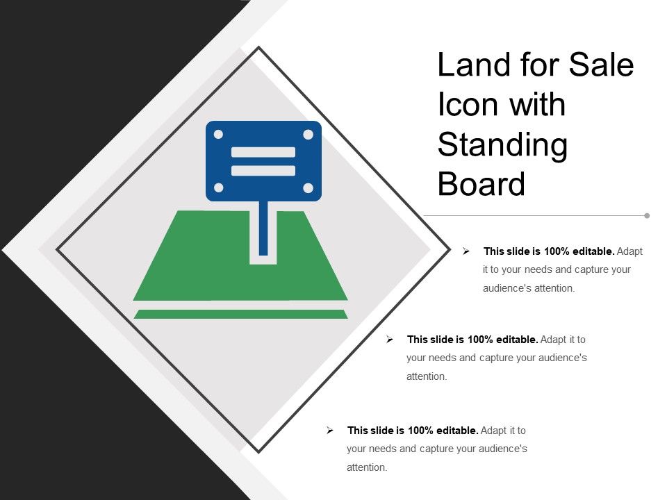 960x720 Land For Sale Icon With Standing Board Presentation Powerpoint