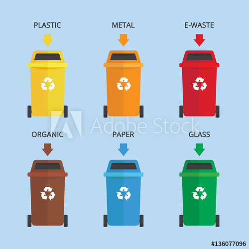 500x500 Waste Garbage Landfill Recycle Set Colorful Illustration Symbol