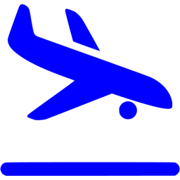 256x256 Blue Airplane Landing Icon