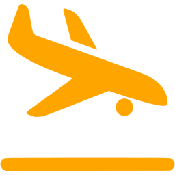 256x256 Orange Airplane Landing Icon