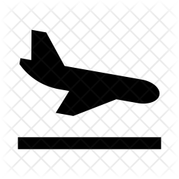 256x256 Plane Landing Icon Of Glyph Style