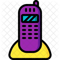 256x256 Landline Phone Icon Of Colored Outline Style