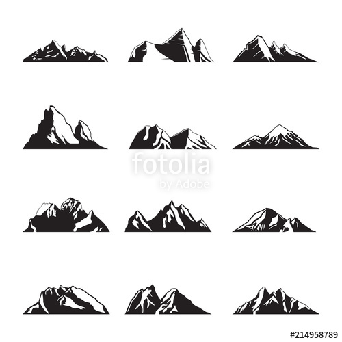 500x500 Mountain Silhouette Landscape Icon Peak Illustration Set Stock