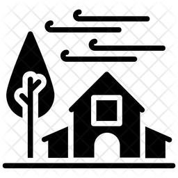 256x256 Windy Landscape Icon Of Glyph Style