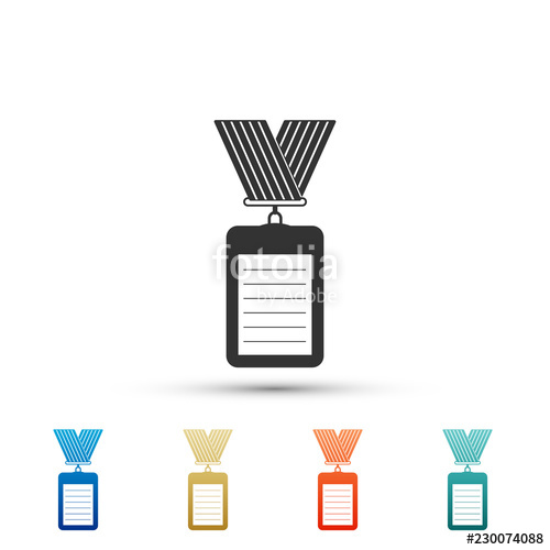 500x500 Identification Badge With Lanyard Icon Isolated On White