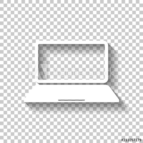 500x500 Laptop Or Notebook Computer Icon White Icon With Shadow On Tran