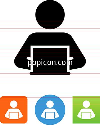 400x501 Person Using A Laptop Computer Icon