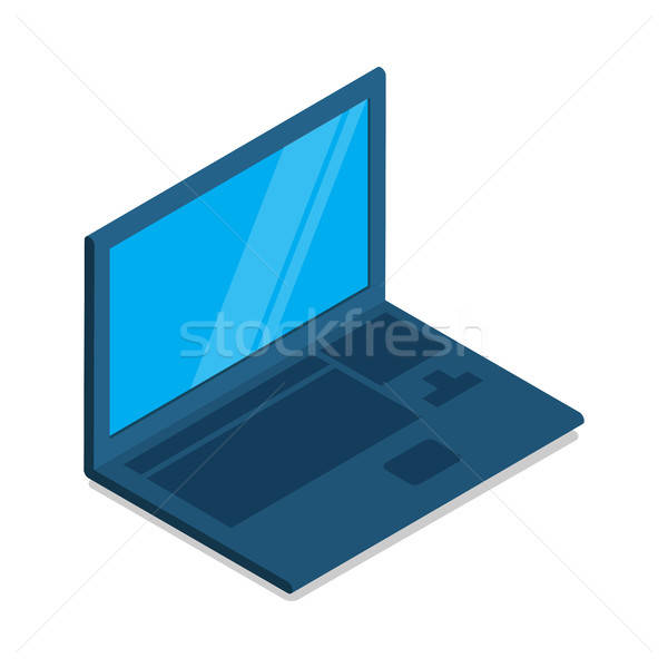 600x600 Laptop Flat Icon With Blank Screen In Side View Vector