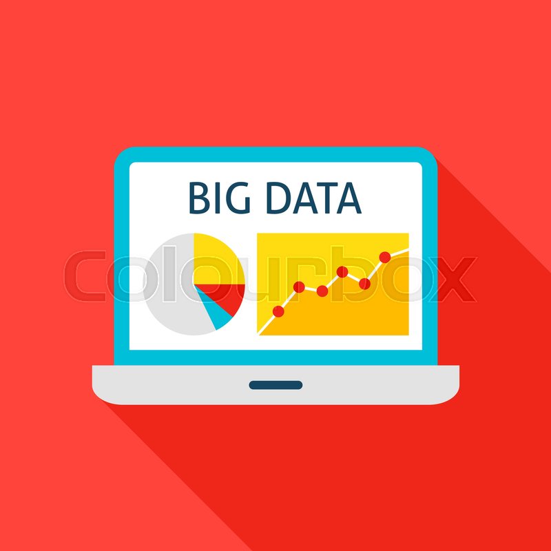 800x800 Big Data Laptop Flat Icon Vector Stock Vector Colourbox