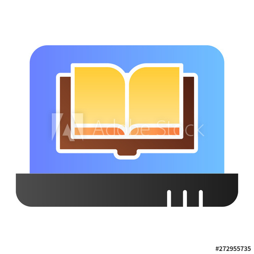 500x500 Laptop Book Flat Icon Book On Computer Color Icons In Trendy Flat