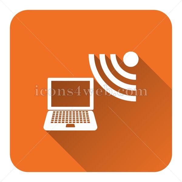 600x600 Wireless Laptop Flat Icon With Long Shadow Vector