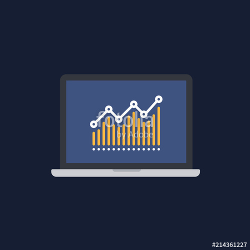 500x500 Computer Laptop Graph Statistics Flat Icon Stock Image