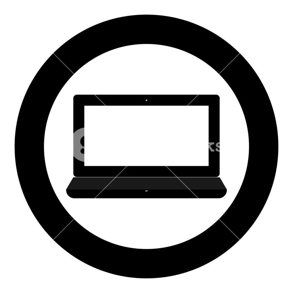1000x1000 Laptop The Black Color Icon In Circle Or Round Vector Illustration