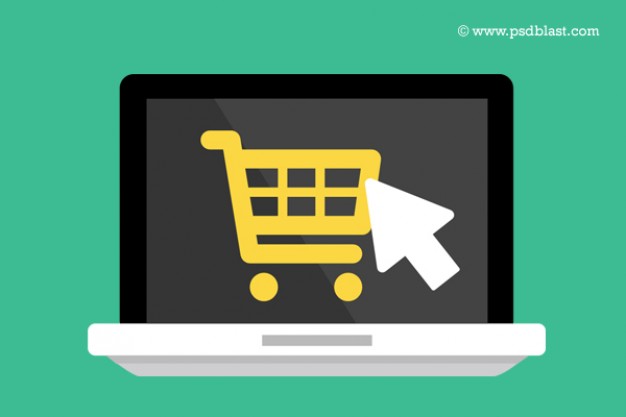 626x417 Flat Laptop Icon With Shopping Cart Free Download
