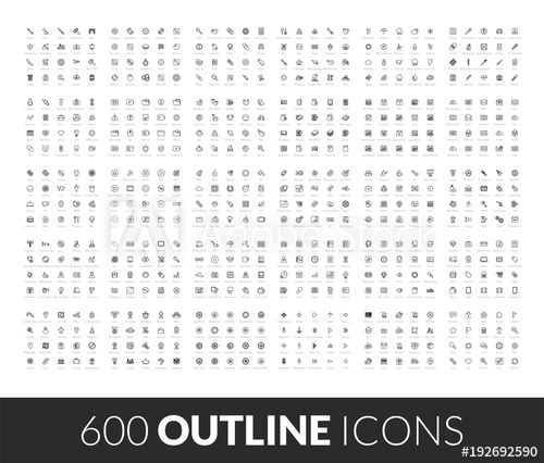 500x426 Large Icons Set, Outline Black Vector Pictogram