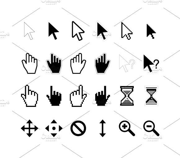 580x507 Large Set Of Computer Arrow Cursors Navigation Icons