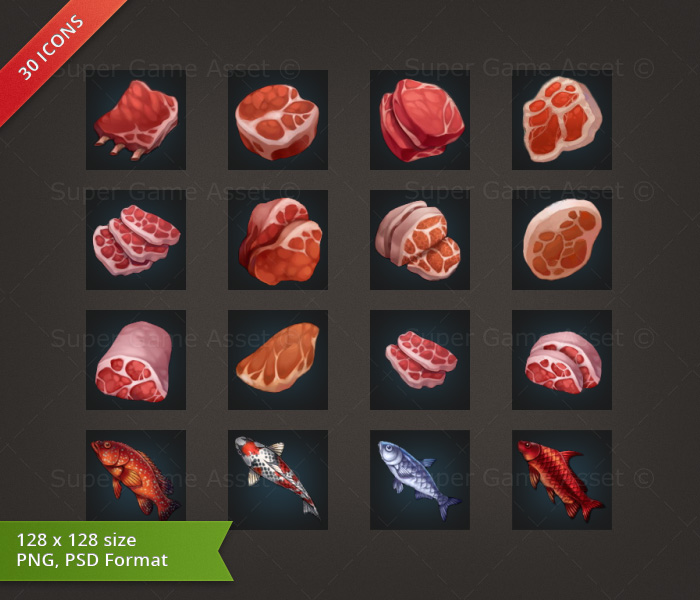 700x600 Meat Fish Rpg Crafting Icon Set