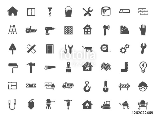 500x375 Building Construction Large Vector Icons Set Work Tools