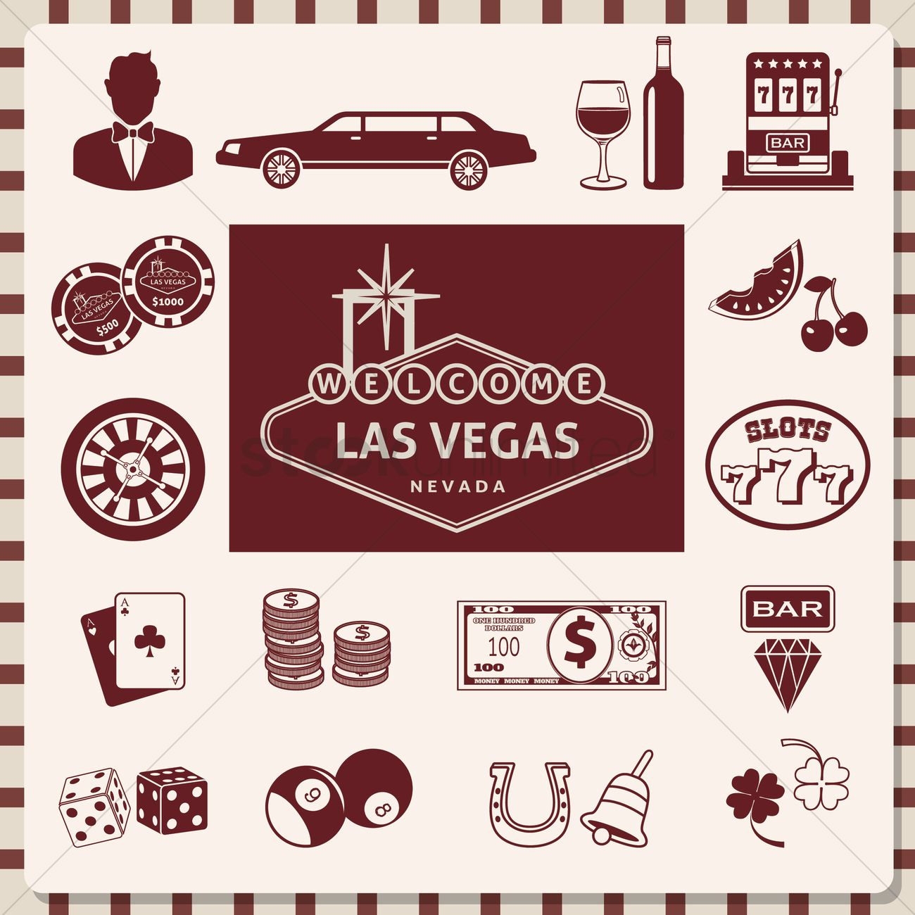 1300x1300 Set Of Las Vegas Icons Vector Image