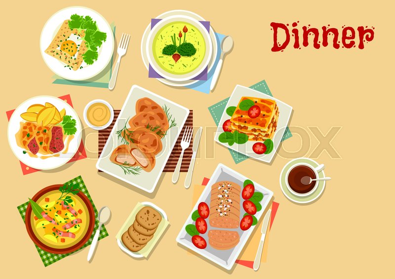 800x565 Meat And Potato Dishes For Lunch Icon Stock Vector Colourbox